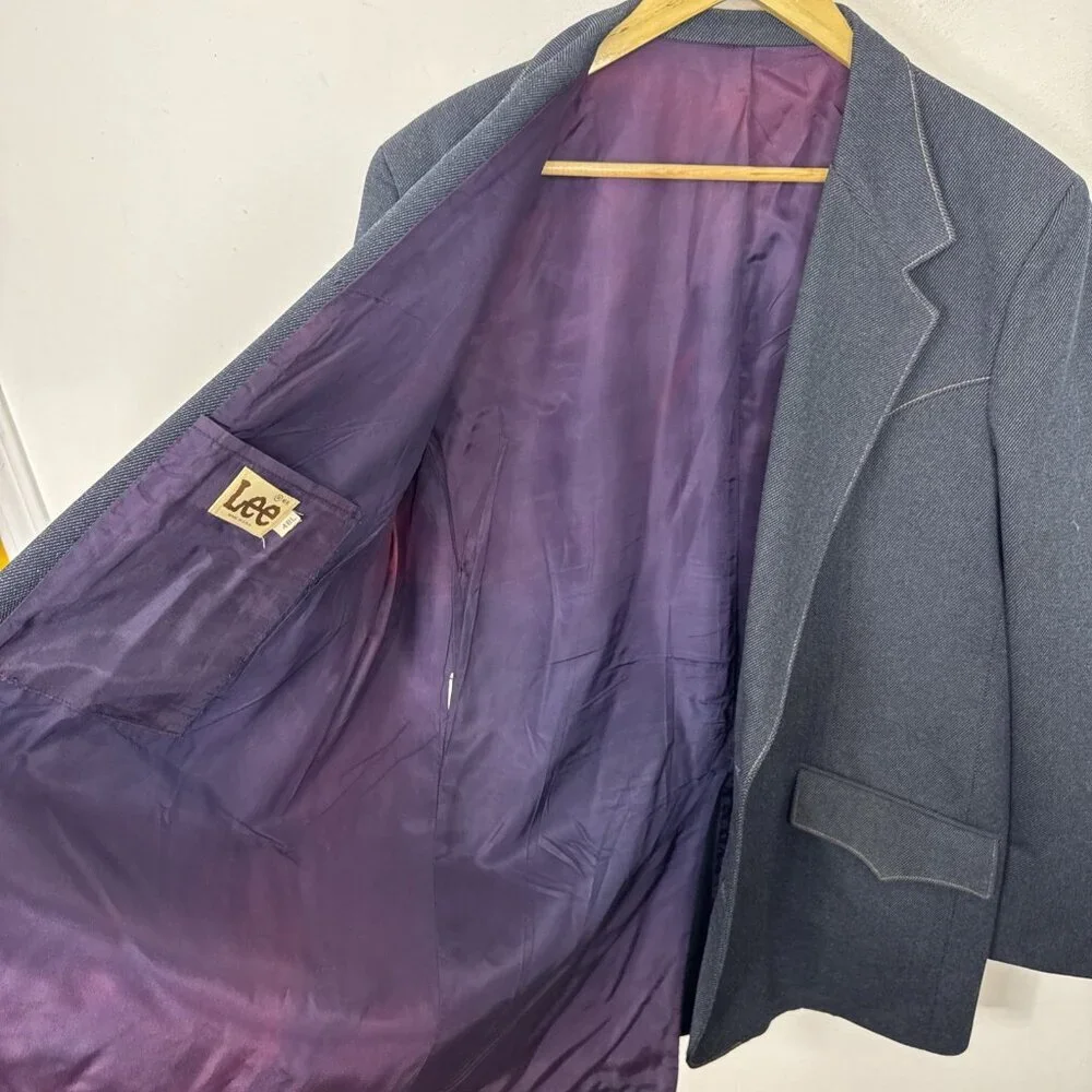 Vintage Lee Western Men 48L Tall Dark Blue‎ Blazer Sports Coat USA